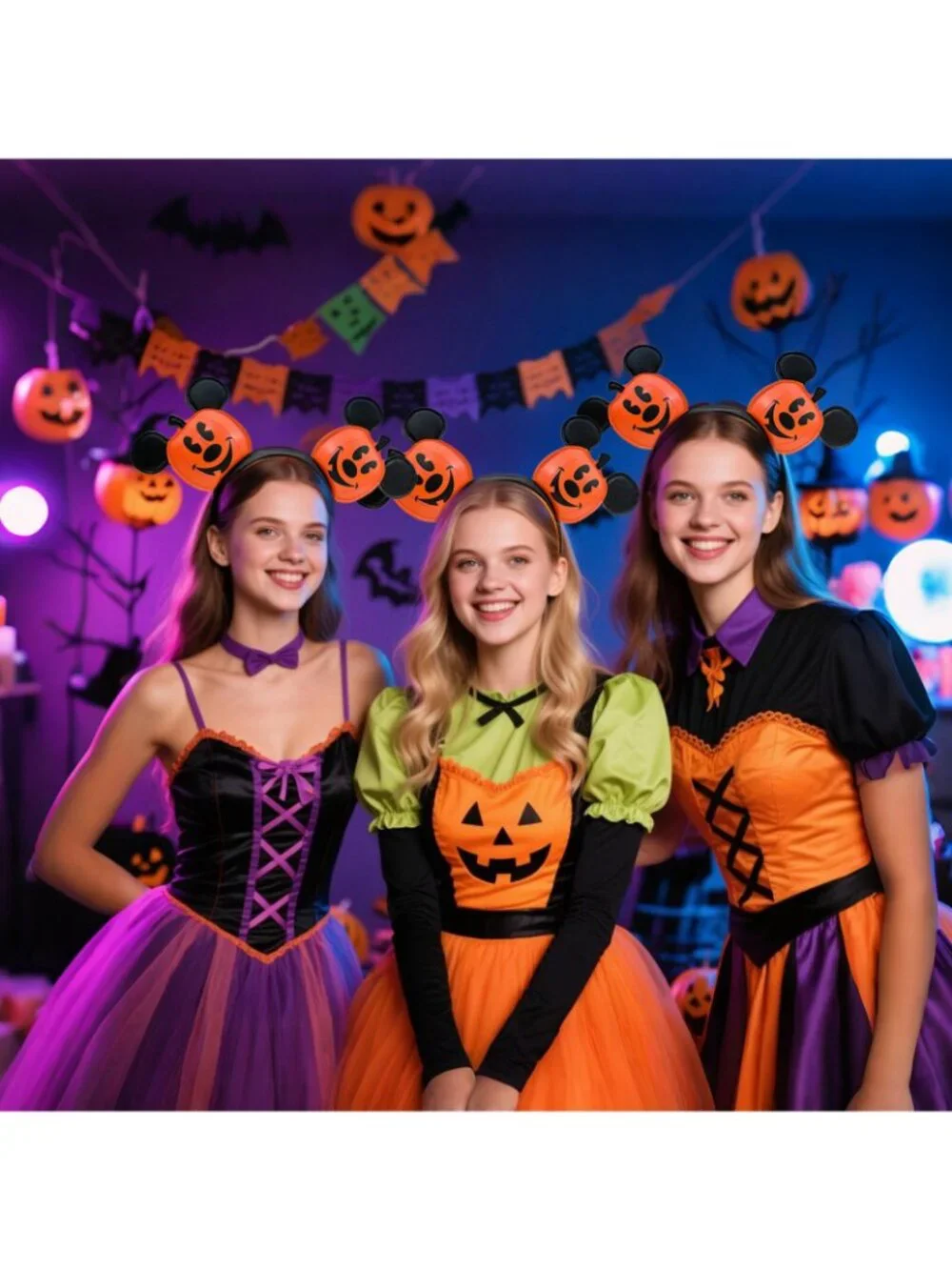 Halloween Pumpkin Jack-o'-Lantern Disney` Parks Mickey Mouse Ears Headband